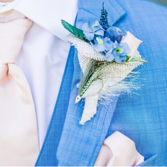 Bridal Decor, Wedding Bouquets - 5 Bridesmaids Bouquets, 3 Boutonnieres - Picture 6 of 6